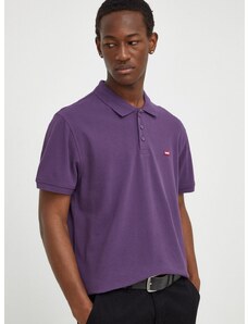 Βαμβακερό μπλουζάκι πόλο Levi's χρώμα: μοβ