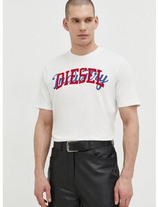 Βαμβακερό μπλουζάκι Diesel ανδρικά, χρώμα: μπεζ