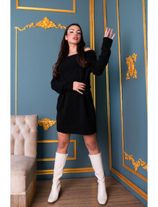 Joy Fashion House Quaker μίνι πλεκτό φόρεμα με ελεύθερους ώμους μαύρο