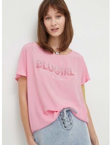 Μπλούζα με μείγμα μεταξιού Blugirl Blumarine χρώμα: ροζ