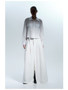 Ψηλόμεση φούστα μακριά λευκή με μπροστινό άνοιγμα