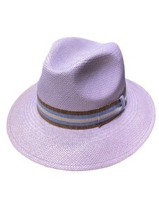 Virtuoso hats Καπέλο Πάναμα Λιλά με Καρό Κορδέλα