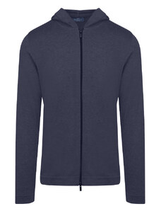 Prince Oliver Full Zip Ζακέτα in Cotton Μπλε Σκούρο με Κουκούλα (Modern Fit)