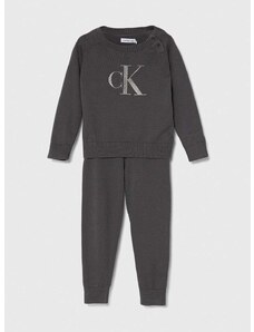 Παιδικό βαμβακερό σετ Calvin Klein Jeans χρώμα: γκρι
