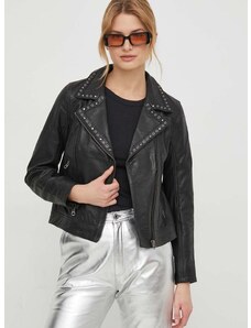 Δερμάτινο jacket Pepe Jeans γυναικεία, χρώμα: μαύρο