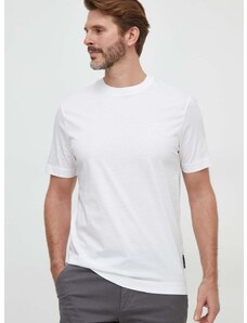 Βαμβακερό μπλουζάκι BOSS ανδρικά, χρώμα: άσπρο