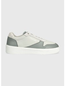 Δερμάτινα αθλητικά παπούτσια Calvin Klein LOW TOP LACE UP BSKT χρώμα: γκρι, HM0HM01402