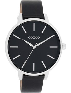 OOZOO Timepieces - C11293, Silver case with Black Leather Strap