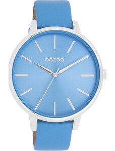 OOZOO Timepieces - C11296, Silver case with Blue Leather Strap