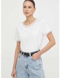 Βαμβακερό μπλουζάκι Luisa Spagnoli γυναικεία, χρώμα: άσπρο