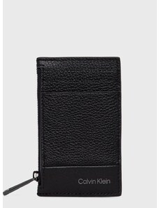 Δερμάτινη θήκη για κάρτες Calvin Klein χρώμα: μαύρο