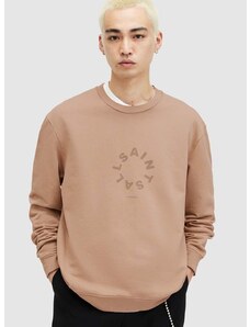 Βαμβακερή μπλούζα με μακριά μανίκια AllSaints TIERRA CREW χρώμα: καφέ