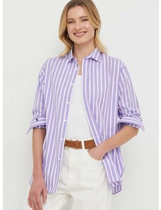 Βαμβακερό πουκάμισο Polo Ralph Lauren χρώμα: μοβ