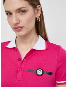Βαμβακερό μπλουζάκι πόλο PLEIN SPORT χρώμα: ροζ