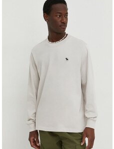 Βαμβακερή μπλούζα με μακριά μανίκια Abercrombie & Fitch χρώμα: μπεζ