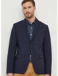 Μάλλινο σακάκι Calvin Klein χρώμα: ναυτικό μπλε