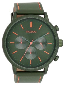 OOZOO Timepieces - C11206, Olive Green case with Olive Green Leather Strap