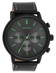 OOZOO Timepieces - C11208, Black case with Black Leather Strap