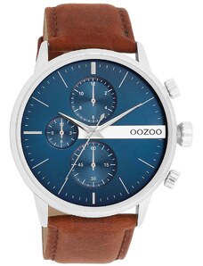 OOZOO Timepieces - C11221, Silver case with Brown Leather Strap