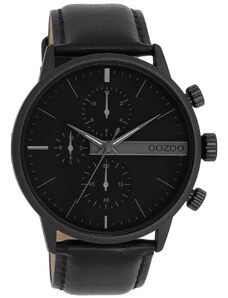 OOZOO Timepieces - C11224, Black case with Black Leather Strap