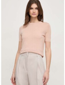 Μάλλινο πουλόβερ BOSS γυναικεία, χρώμα: ροζ