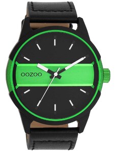 OOZOO Timepieces - C11234, Black case with Black Leather Strap