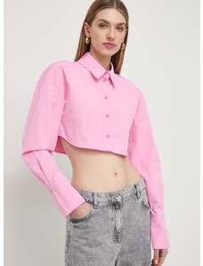 Βαμβακερό πουκάμισο Patrizia Pepe χρώμα: ροζ