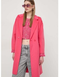 Μάλλινο παλτό Patrizia Pepe χρώμα: ροζ
