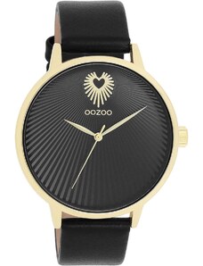 OOZOO Timepieces - C11242, Gold case with Black Leather Strap