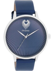 OOZOO Timepieces - C11243, Silver case with Blue Leather Strap