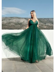 parizianista maxi φόρεμα με glitter - Κυπαρισσί - 056014
