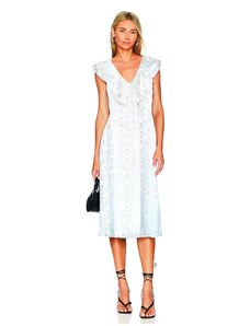 parizianista midi φόρεμα δαντέλα με βολάν - Λευκό - 009001