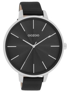 OOZOO Timepieces - C11258, Silver case with Black Leather Strap