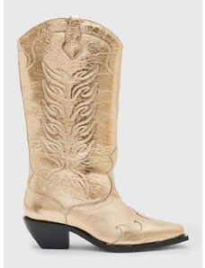Δερμάτινες καουμπόικες μπότες AllSaints Dolly Boot γυναικείες, χρώμα: χρυσαφί, WF763Z