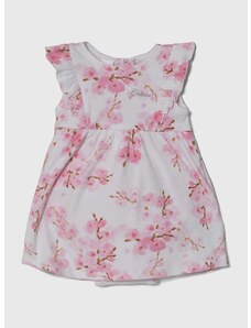 Βρεφικό βαμβακερό φόρεμα Guess χρώμα: ροζ
