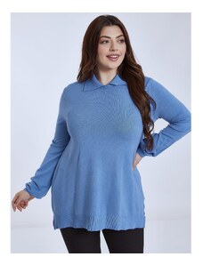 Celestino Μακρύ πουλόβερ με κλασικό γιακά μπλε για Γυναίκα