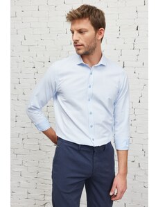 AC&Co / Altınyıldız Classics Men's Blue Slim Fit Slim Fit Italian Collar Dobby Shirt.