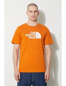 Βαμβακερό μπλουζάκι The North Face M S/S Easy Tee ανδρικό, χρώμα: πορτοκαλί, NF0A87N5PCO1