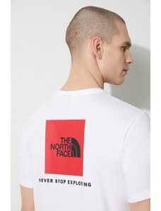 Βαμβακερό μπλουζάκι The North Face M S/S Redbox Tee ανδρικό, χρώμα: άσπρο, NF0A87NPFN41