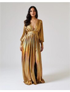 FOREVER UNIQUE Limited Edition Χρυσό Μεταλλικό Μακρύ Φόρεμα ΧΡΥΣΟ