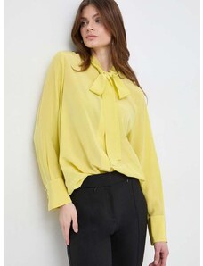 Μεταξωτό πουκάμισο BOSS χρώμα: κίτρινο