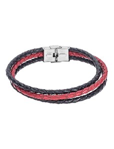 Βραχιόλι Senza Men`s Steel Black και Red Leather Strap SSD4998-3