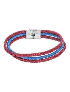 Βραχιόλι Senza Men`s Steel Red και Blue Leather Strap SSD4998-4