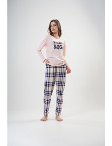 Homewear Σετ Γυναικεία Πυτζάμα με σχέδιο "Dream Big" και Καρό παντελόνι