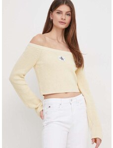 Βαμβακερό πουλόβερ Calvin Klein Jeans χρώμα: κίτρινο