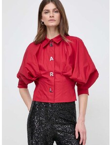Βαμβακερό πουκάμισο Karl Lagerfeld χρώμα: κόκκινο