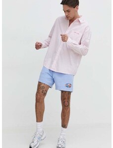 Βαμβακερό πουκάμισο Tommy Jeans ανδρικό, χρώμα: ροζ