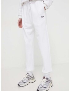 Βαμβακερό παντελόνι Tommy Jeans χρώμα: άσπρο