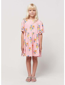 Φόρεμα με μείγμα από λινό για παιδιά Bobo Choses χρώμα: ροζ