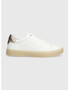 Δερμάτινα αθλητικά παπούτσια Calvin Klein CUPSOLE LACE UP PEARL χρώμα: άσπρο, HW0HW01897